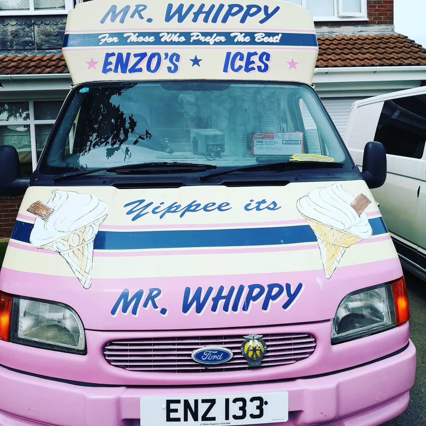 Enzo's Ices Mr. Whippy Van – front view showing the famous ENZ 133 registration